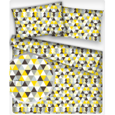 Tkanina bawełniana wzór żółto-brązowe trójkąty 4 cm