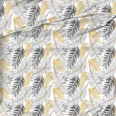 Tkanina bawełniana wzór Liście 1343 na białym tle