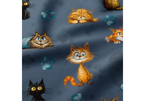 Tkanina bawełniana wzór Małe zwierzęta na Granatowym tle