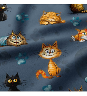 Tkanina bawełniana wzór Małe zwierzęta na Granatowym tle