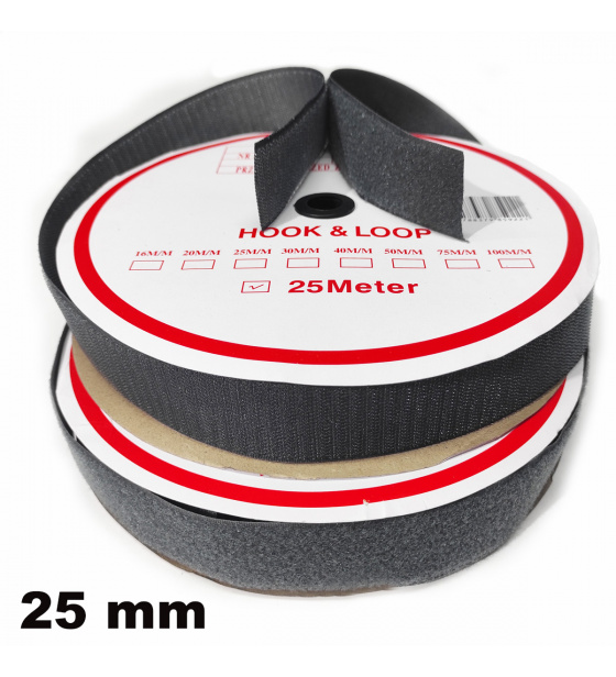 Pásek na suchý zip Háček a Smyčka set varva grafitová 25 mm balení 25 m