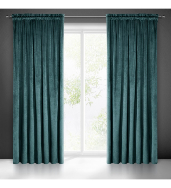 Jednobarevné Závěs s řasící páskou PETROL 140x250 cm