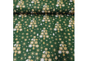 Vánoční bavlněná dekorační látka, metráž 160 cm, vzor Vánoční Hvězdy na zeleném