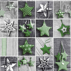 Tkanina bawełniana wzór zielone gwiazdki świąteczne