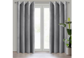 Zasłona welurowa z przelotkami kolor Szary 140x250cm