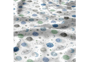 Tkanina bawełniana wzór Świat Planet niebieski