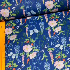 Tkanina bawełniana wzór pole kwiat na niebieskim tle 3870B