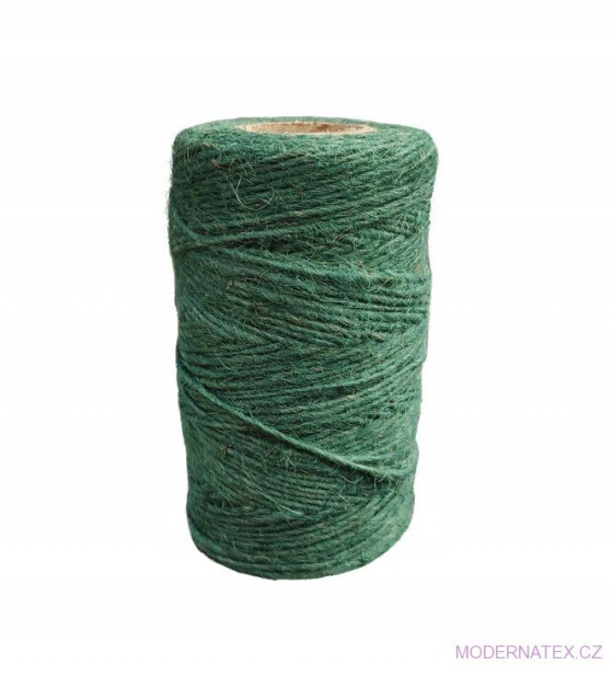 Šnůra pletená jutová 100gr, 31m barva zelená