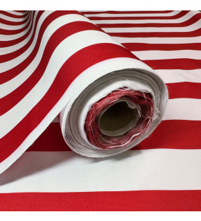 Tkanina zewnętrzna na leżaki i hamaki ogrodowe, kolor biało-czerwony, 5 cm