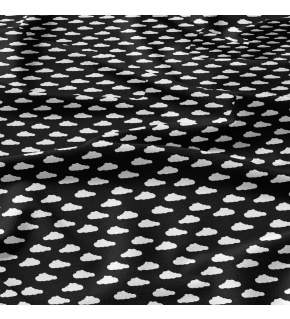 Tkanina bawełniana wzór białe mini chmury na czarnym tle