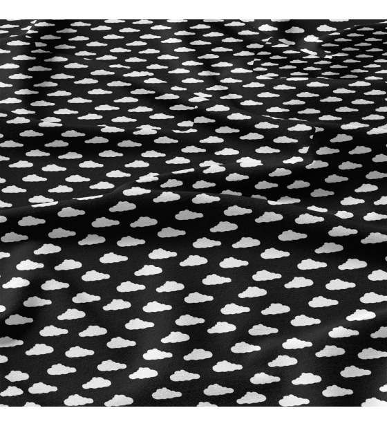 Tkanina bawełniana wzór białe mini chmury na czarnym tle