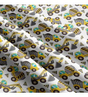 Tkanina bawełniana wzór Maszyny budowlane szary