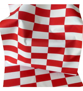 Tkanina zewnętrzna na leżaki i hamaki ogrodowe, kolor Biało Czerwona Szachownica, 5x10 cm Tkanina zewnętrzna na leżaki i hamaki ogrodowe, kolor Biało Czerwona Szachownica, 5x10 cm