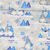 Świąteczna tkanina bawełniana wzór szaro-niebieskie Skrzaty 1450