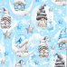 Świąteczna tkanina bawełniana wzór Krasnale na niebieskim tle 2