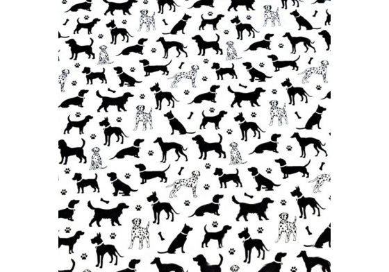 Tkanina bawełniana wzór piesy na białym tle