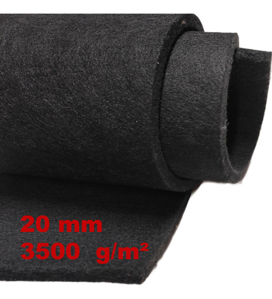 Filc techniczny 20 mm kolor Czarny, szerokość 100 cm