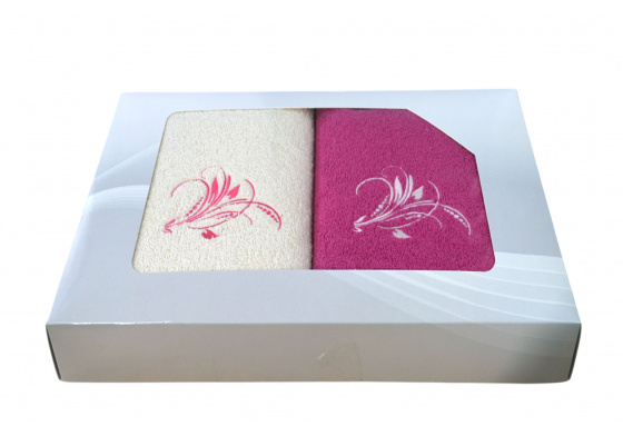 Sada ručníků Froté 2 ks, barva  Amarant a Ecru