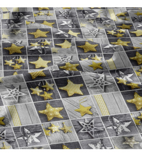 Tkanina bawełniana wzór żółte gwiazdki świąteczne
