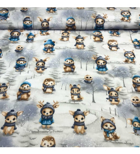 Tkanina bawełniana wzór świąteczny na białym tle