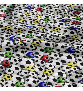 Tkanina bawełniana wzór piłki nożnej na białym tle