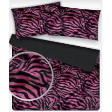 Minky wzór różowa Zebra