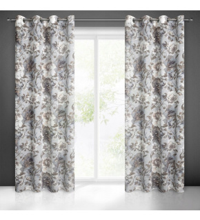 Zasłona SANDRA z przelotkami i nadrukiem kwiatowym kolor Biały 140x250cm