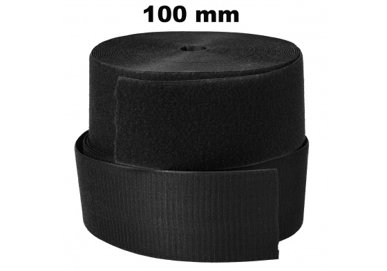 Pásek na suchý zip našívací Háček a Smyčka set, barva Černá 100 mm x 25 bm