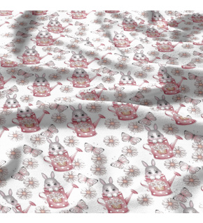Tkanina bawełniana wzór Królik na białym tle