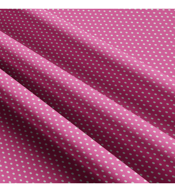 Tkanina bawełniana białe groszki 3 mm na amarantowym tle