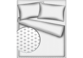 Tkanina bawełniana wzór szare korony na białym tle Tkanina bawełniana wzór szare korony na białym tle