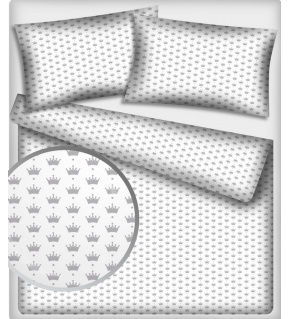 Tkanina bawełniana wzór szare korony na białym tle