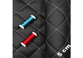 Ekoskóra kolor Czarny pikowana Białą nicią