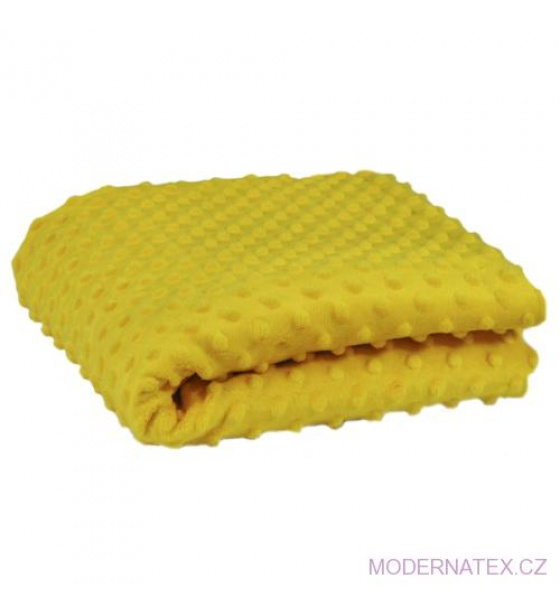 Minky 380 látky mikroplyš puntík  barva hořčice 