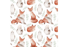 Tkanina bawełniana wzór Wiewiórka i Sowa Tkanina bawełniana wzór Wiewiórka i Sowa