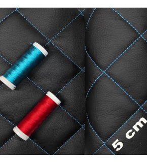 Ekoskóra kolor Czarny pikowana Turkusową nicią