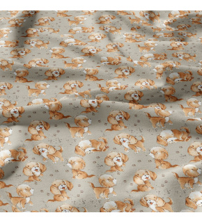 Tkanina bawełniana wzór pieski na szarym tle 476