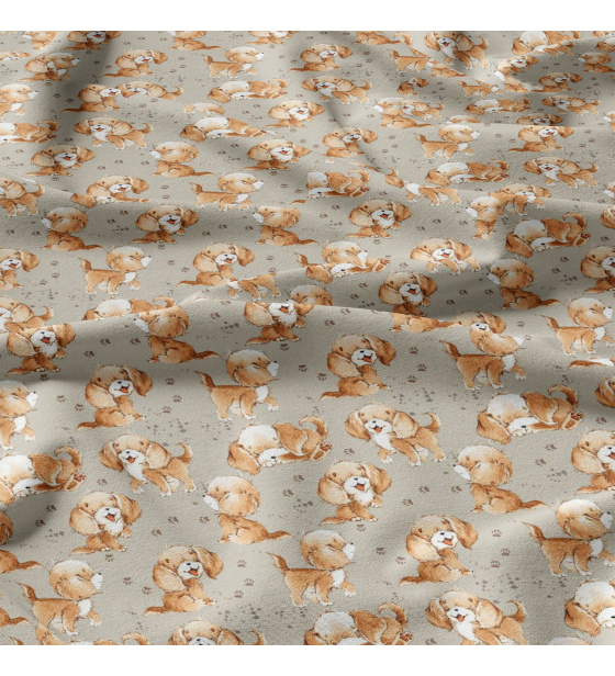 Tkanina bawełniana wzór pieski na szarym tle 476