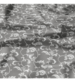 Tkanina bawełniana wzór biały orientalny na szarym tle