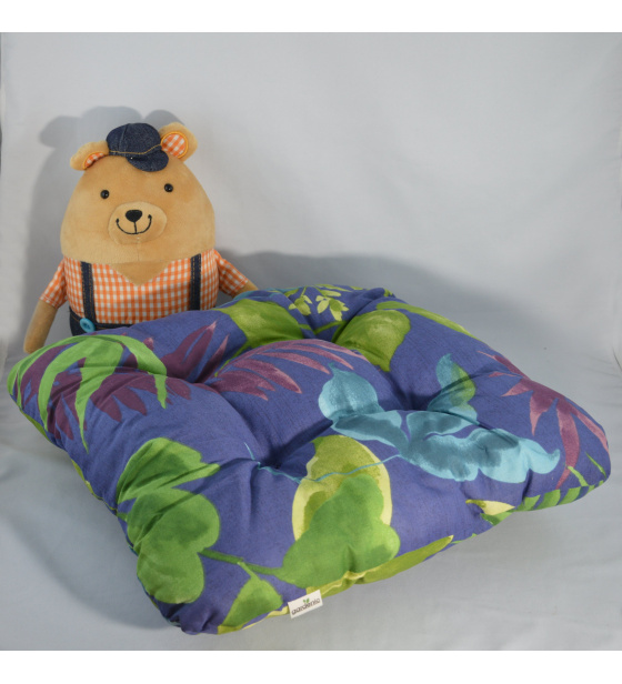 Poduszka siedziska wzór dżungli na granatowym tle, 38x38x4 cm