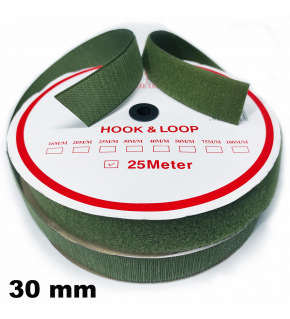 Taśma rzep (komplet) - Khaki 30 mm x 25 m