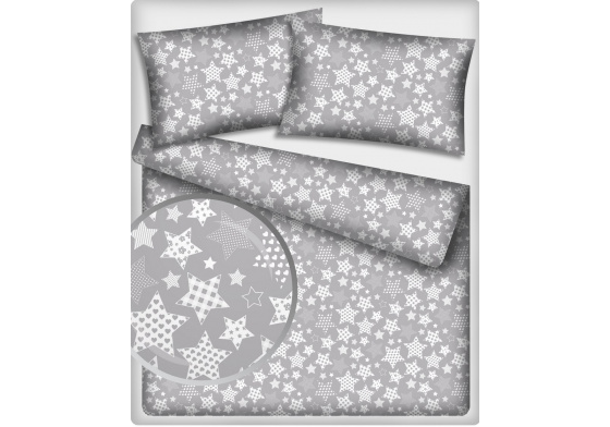 Dětská dekorační bavlněná látka vzor hvězdy na šedém