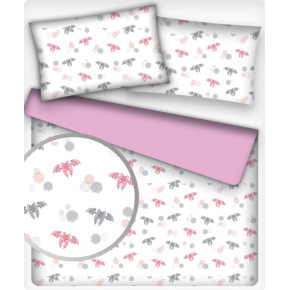 Tkanina bawełniana wzór szaro-różowe nietoperze