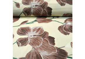 Tkanina bawełniana wzór kwiatuszki na żółtym tle