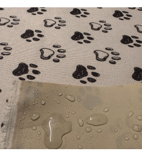 Tkanina wodoodporna KODURA wzór łapki 4 na kremowym tle