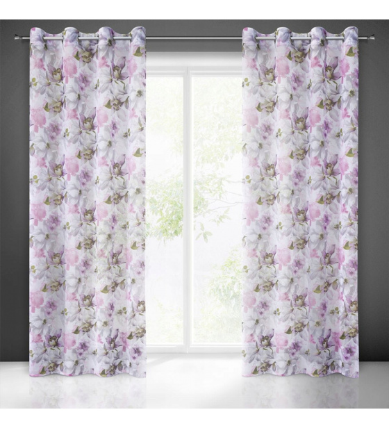 Rideaux motifs Bella couleur rose 140 x 250 cm 