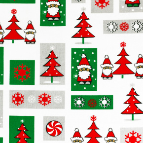 Tkanina bawełniana wzór świąteczny zielono - czerwony