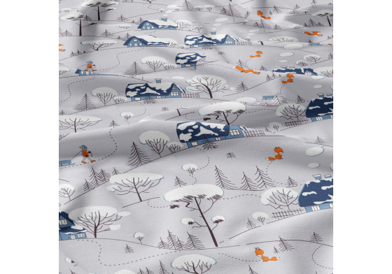 Tkanina bawełniana świąteczna wzór na szarym tle