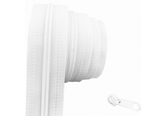 Zip spirálový bílý 5 mm metráž 