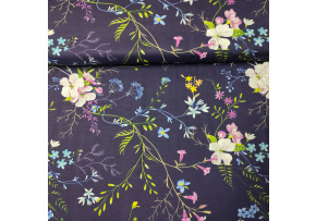 Tkanina bawełniana wzór Kwiaty na Granatowym